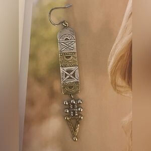 Aztec Earring French Wire Drop Brass-Sterling
Single Earring Only